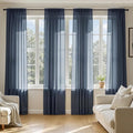 MIULEE Navy Blue Sheer Curtains 63 Inches Long 4 Panels 42 x 63 Inches | Light by MIULEE