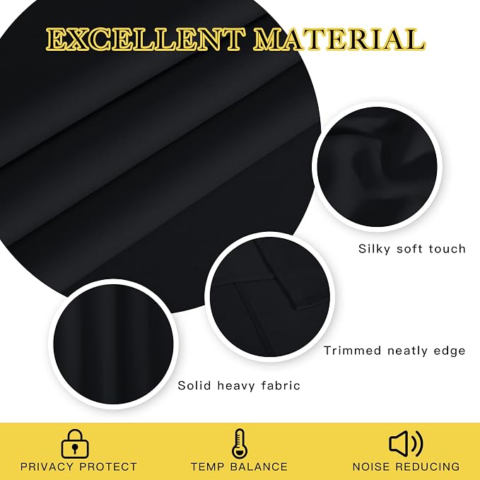 NICETOWN Blackout Black Curtain 72 inches Long, Grommet Thermal Insulated - Image 4