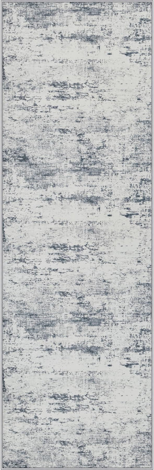2x5 Washable Runner Rug：Modern Abstract Soft Carpet Blue Grey | by FXRHLP