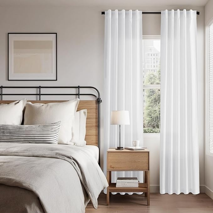White Linen Curtains 80 Inch Length - Image 8