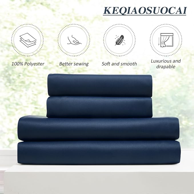 Navy Blue Blackout Pleated Curtains - Image 5