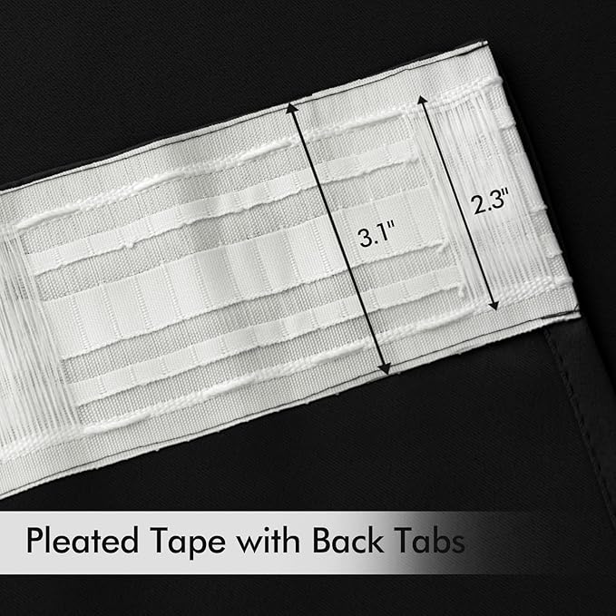 MIULEE Black Back Tab Blackout Curtains 52x54 Inch Length 2 Panels Set | Rod - Image 4