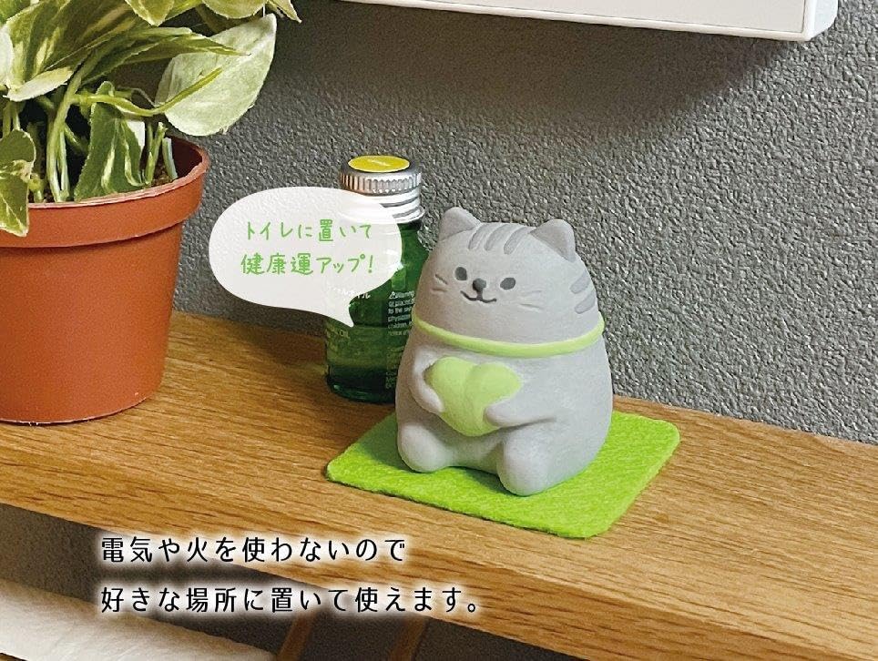 Stone Diffuser Cute Lucky Cat Passive Diffuser for Essential Oil, Non-Electric (Pink)
