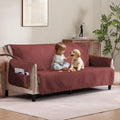 Quilted Red Sofa Slipcovers by Pamhaven