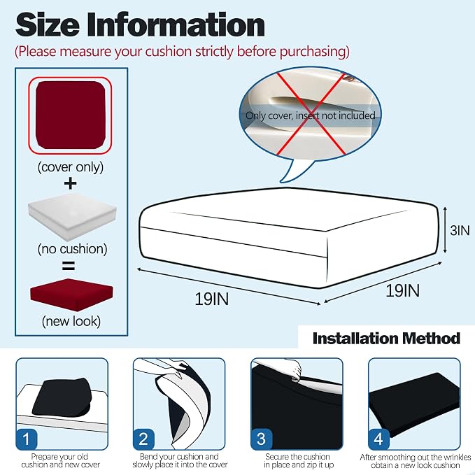 Sqodok Patio Cushion Cover 19x19 inch, Outdoor Seat Cushion Slip Cover - Image 2