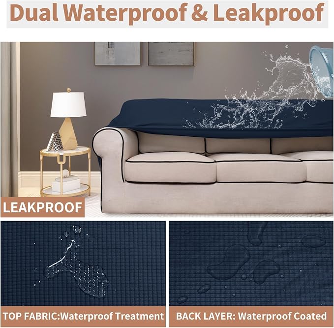 Easy-Going 100% Waterproof Loveseat Couch Cover Stretch Jacquard Sofa Cover | - Image 3