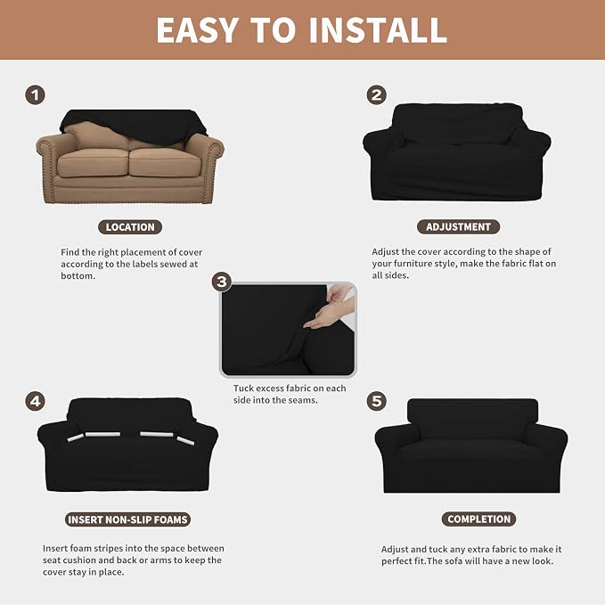 Easy-Going 100% Waterproof Loveseat Couch Cover Stretch Jacquard Sofa Cover | - Image 5