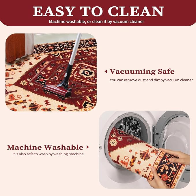SERISSA 6x9 Washable Non Slip Boho Area Rug - Image 4