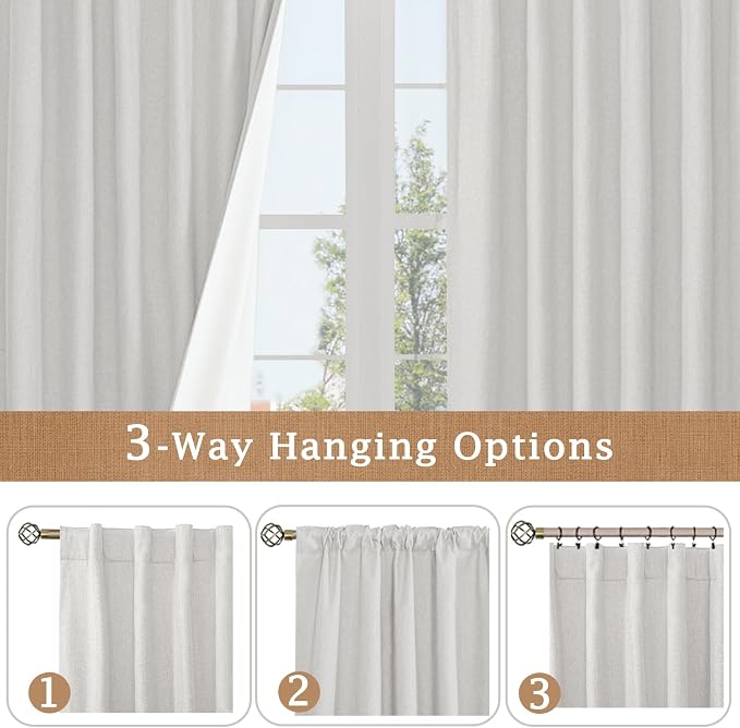 100% Blackout Linen Curtains 72 Inch - Image 9