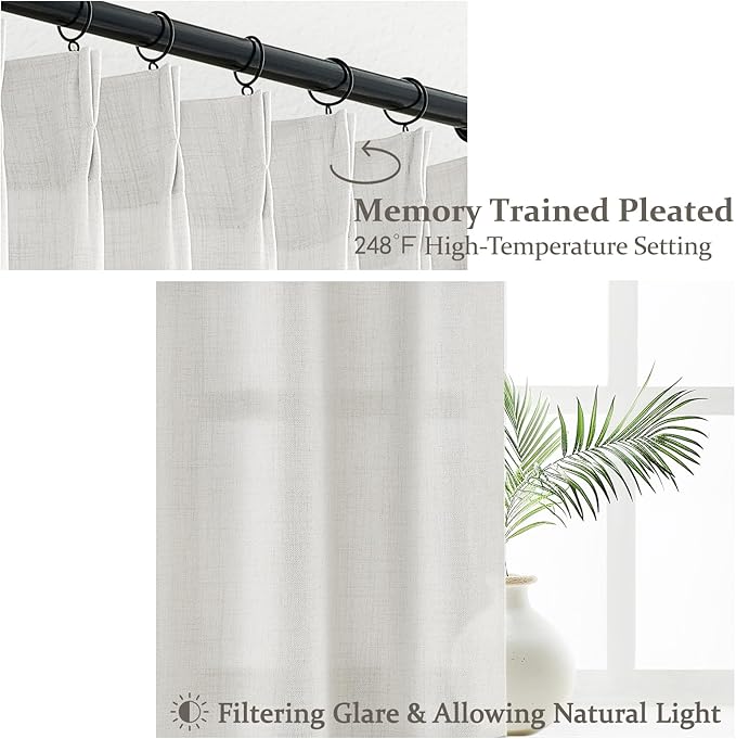 PleatedDrapes 100 Inch Light Filtering Curtains - Image 3