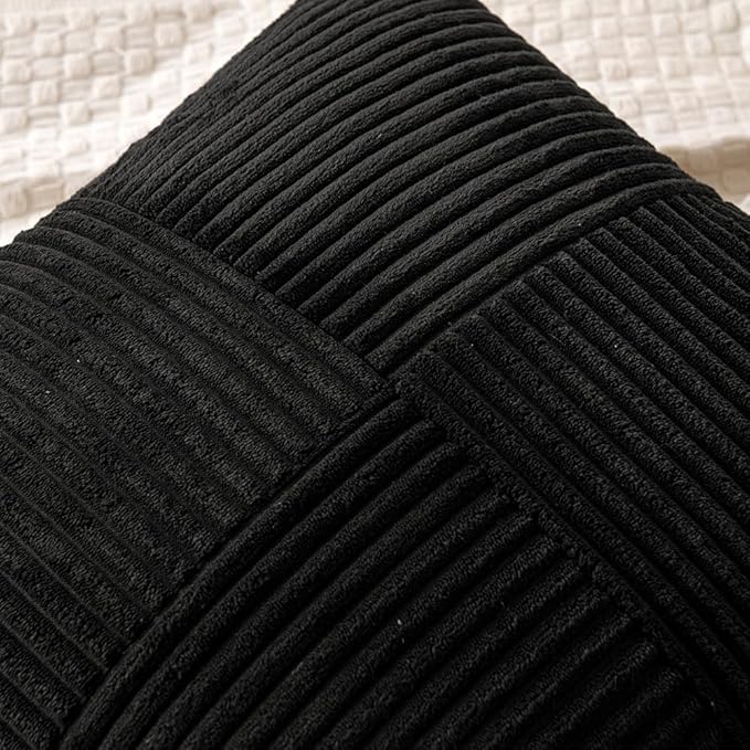 MIULEE Black Decorative Lumbar Throw Pillow Covers 12x20 Inch 2 Pack | Boho - Image 2