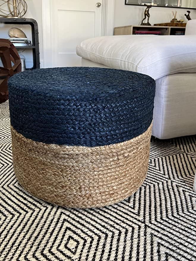 Pouf Ottoman 100% Jute Braided Pouffe (20"x20"x10")