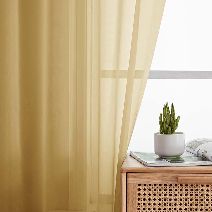 Gold Valances for Windows, Modern Solid Mini Small Window Curtains for Cafe - Image 3