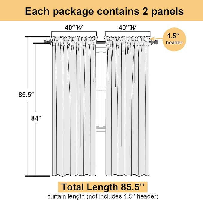 White Sheer Curtains 84 Inches Long 2 Panels, Airy Solid Voile Window Curtain - Image 5