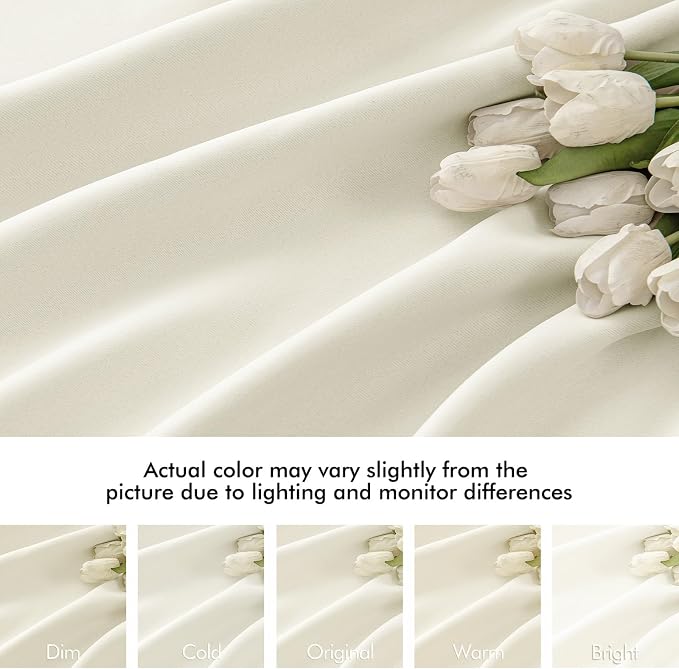 MIULEE Cream Back Tab Blackout Curtains 52x84 Inch Length 2 Panels Set | Rod - Image 8