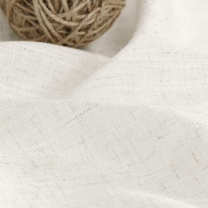 Cream Linen Curtains 103 Inches Long 2 Panels Set - Image 5