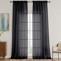 Black Sheer Curtains 108 Inches Long 2 Panels Set, 59 Inch Extra Wide by OVZME