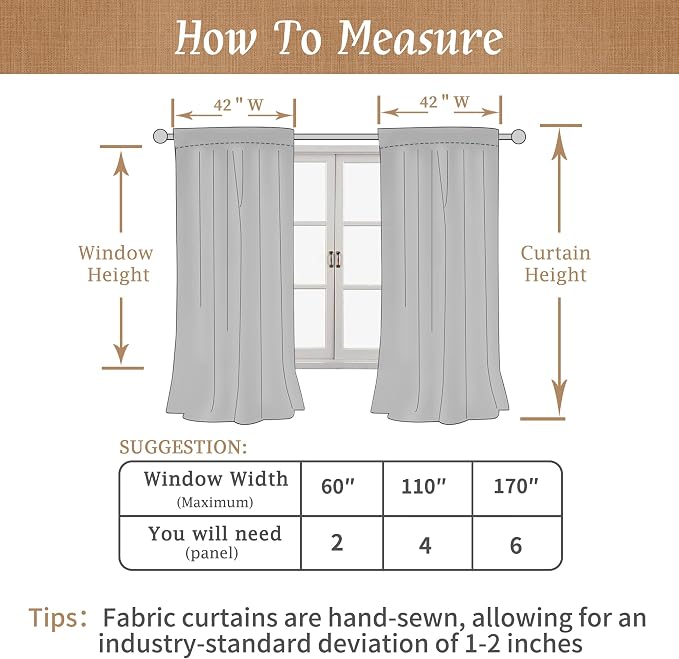48 Inch 100% Blackout Short Linen Curtains - Image 9
