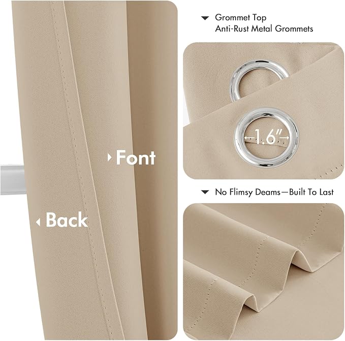 MIULEE Blackout Curtains for Bedroom 2 Panel 40x63 Inch Long Biscotti Beige | - Image 4