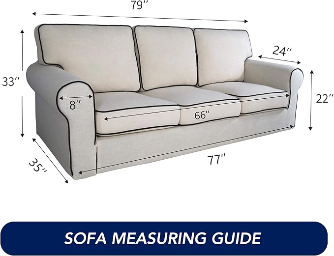PureFit Stretch Couch Covers for Sofa Large Sofa Slipcovers Black | 1-Piece - Image 6
