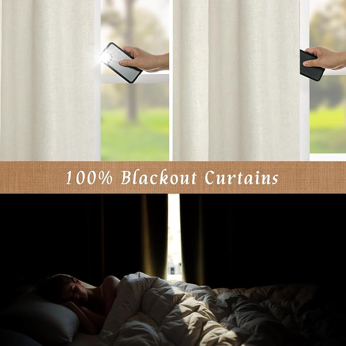 Linen Full Blackout Window Curtains - Image 4