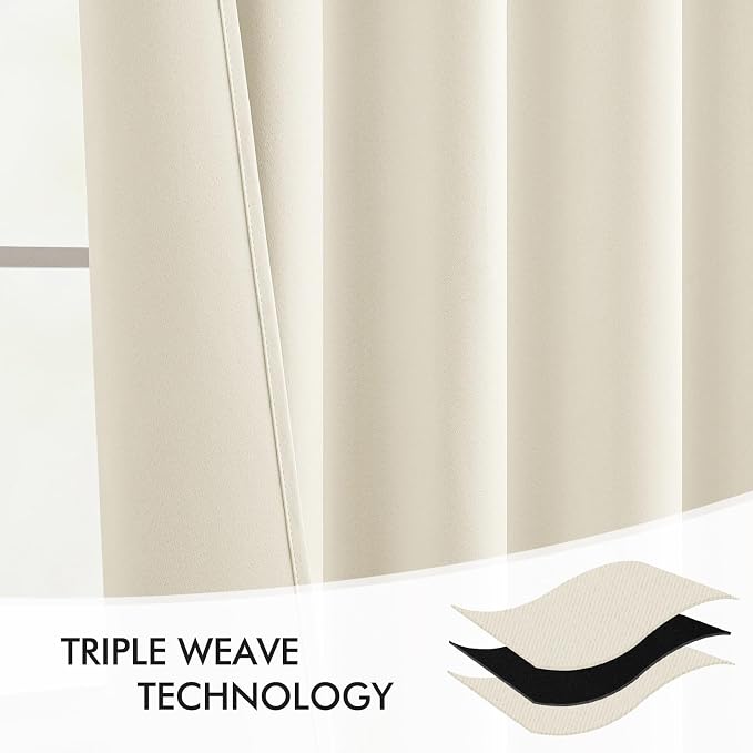 MIULEE Birch Back Tab Blackout Curtains 52x90 Inch Long 2 Panels Set | Rod - Image 7
