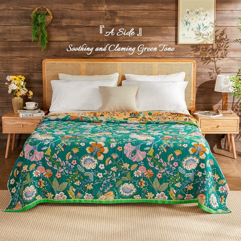Boho Throw Blanket Cotton Muslin Woven Flower Decorative Blankets 60"x80"