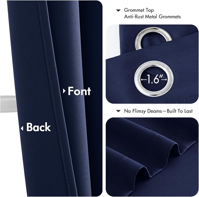 MIULEE Blackout Curtains for Bedroom 2 Panels 34 x 54 Inch Long Navy Blue | - Image 4