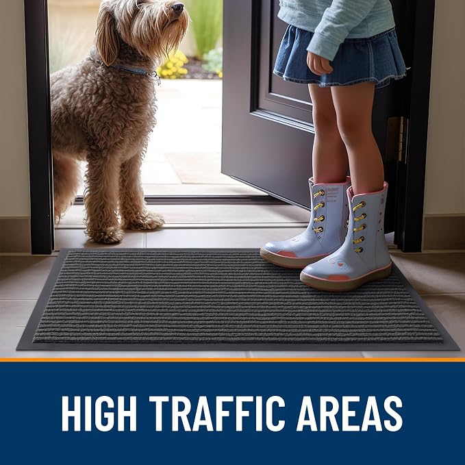 OLANLY 2-Pack Front Door Mats 71x47, Waterproof Heavy-Duty Doormats | Charcoal - Image 7