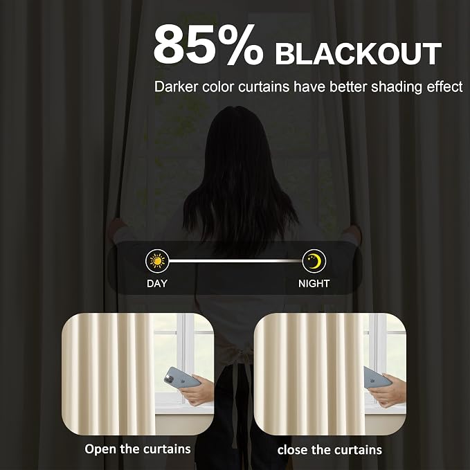 Pleated Blackout Curtains 95 inch Length - Image 3