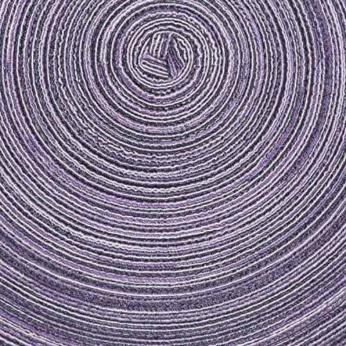 SHACOS Round Braided Placemats Set of 6 Round Placemats Cotton Blend Fabric Table Mats for Wedding Party (Light Purple, 6)