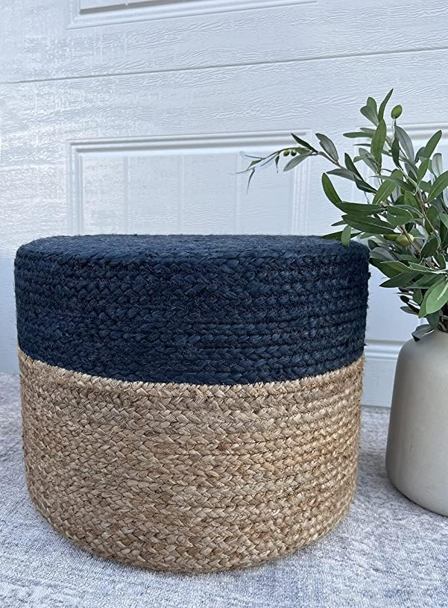 Pouf Ottoman 100% Jute Braided Pouffe (20"x20"x10")