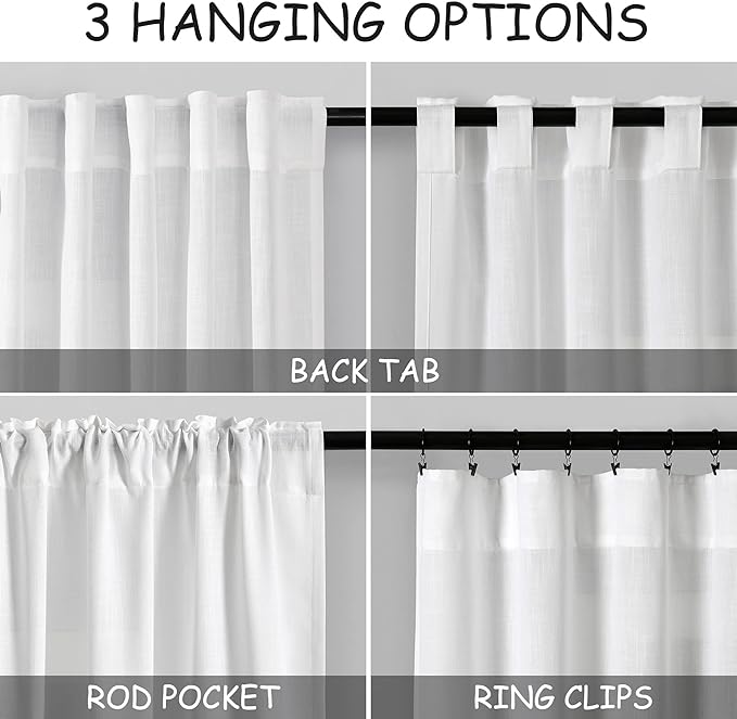 White Linen Curtains 63 Inches Long - Image 4