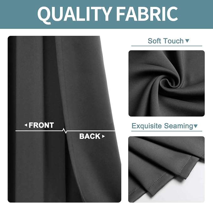 ChrisDowa Blackout Curtains for Bedroom and Living Room 54 Inches Long | 2 - Image 3