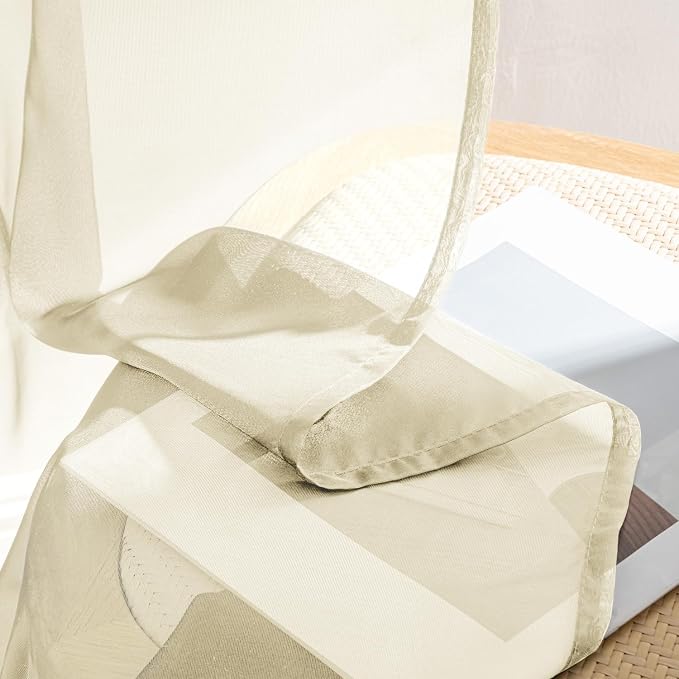 MIULEE Light Cream Sheer Curtains 96 Inches Long 4 Panels 42 x 96 Inches | - Image 7