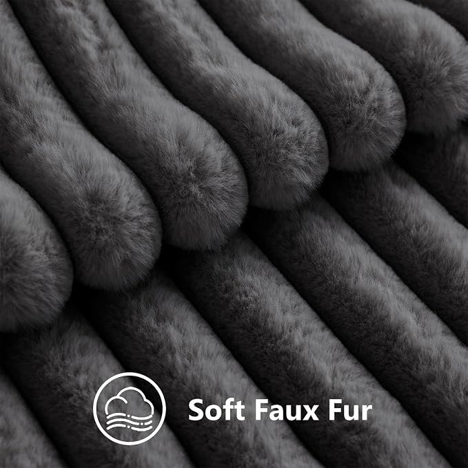 decorUhome Fall Faux Fur Throw Pillow Covers 26x26 Set of 2 Dark Grey | - Image 3
