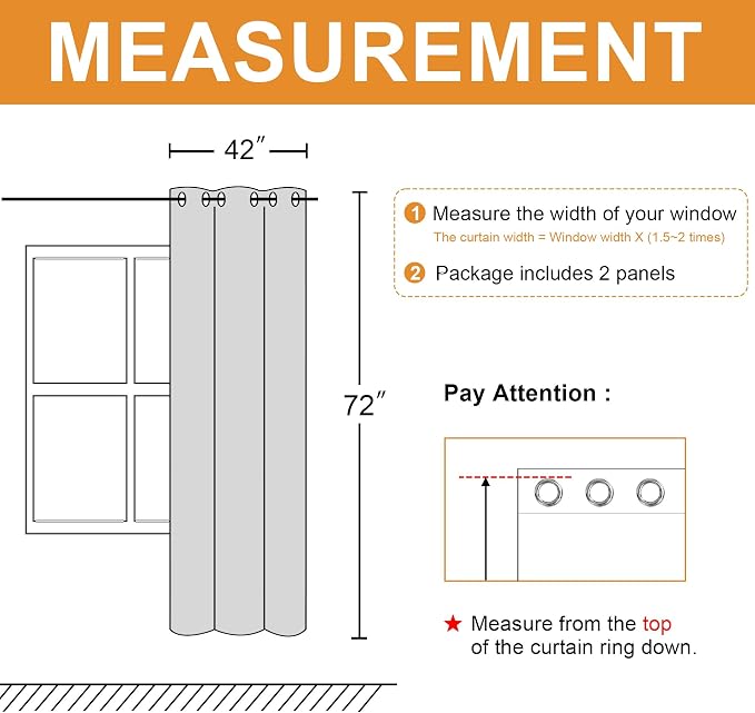 Blackout Window Curtain Panels, 42 x 72 Inch | Thermal Insulated, Light Blocking - Image 7