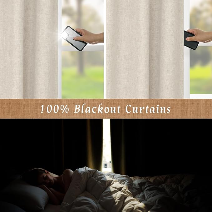 Linen 100% Blackout Window Curtains - Image 4