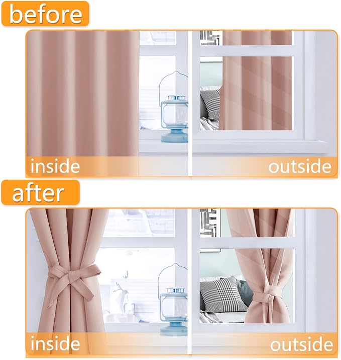 Blackout Curtains for Bedroom, 2 Drape Panels, 52 x 45 Inch | Thermal Insulated - Image 4