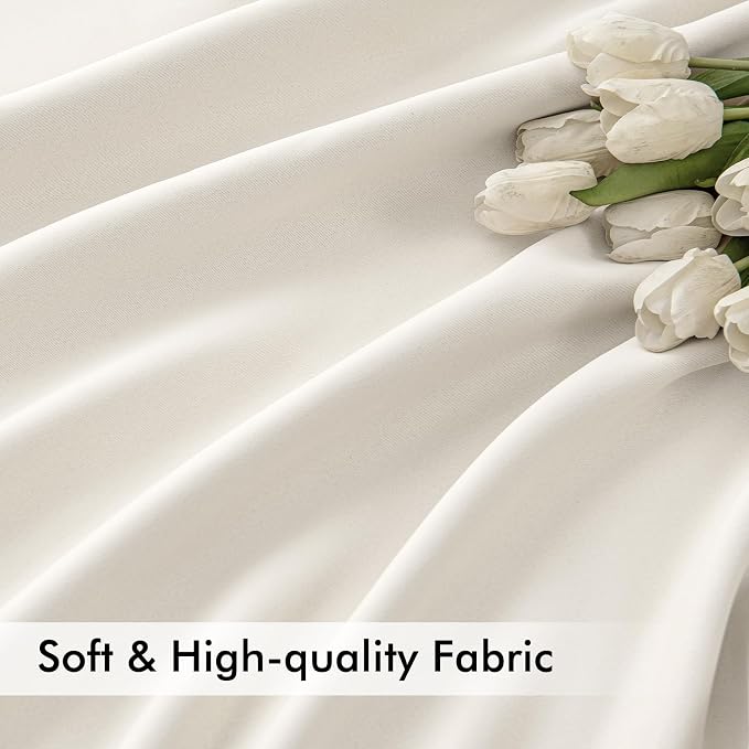 MIULEE Ivory Back Tab Blackout Curtains 52x90 Inch Long 2 Panels Set | Rod - Image 6