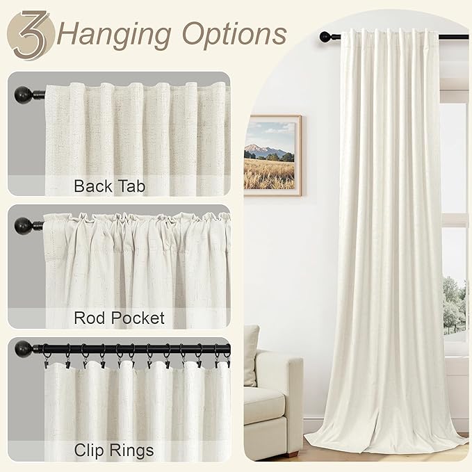 Floor to Ceiling Curtains 104 Inch Long 2 Panel Sun Light Blocking Bohemian - Image 6