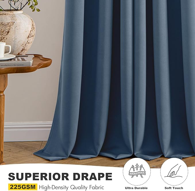 MIULEE Blackout Curtains for Bedroom 2 Panels 50 x 63 Inch Long Stone Blue | - Image 5