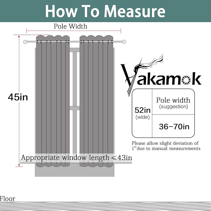 Yakamok Room Darkening Curtains 52x45 inch Length Black-Living Room | 2 panels - Image 7