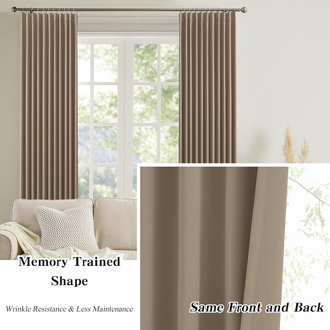 Pinch Pleated Blackout Curtains 108 Inch Long 2 Panels - Image 6