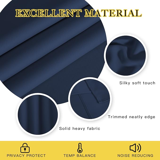 NICETOWN Blackout Navy Blue Curtain 102 inches Long, Grommet Thermal Insulated - Image 4