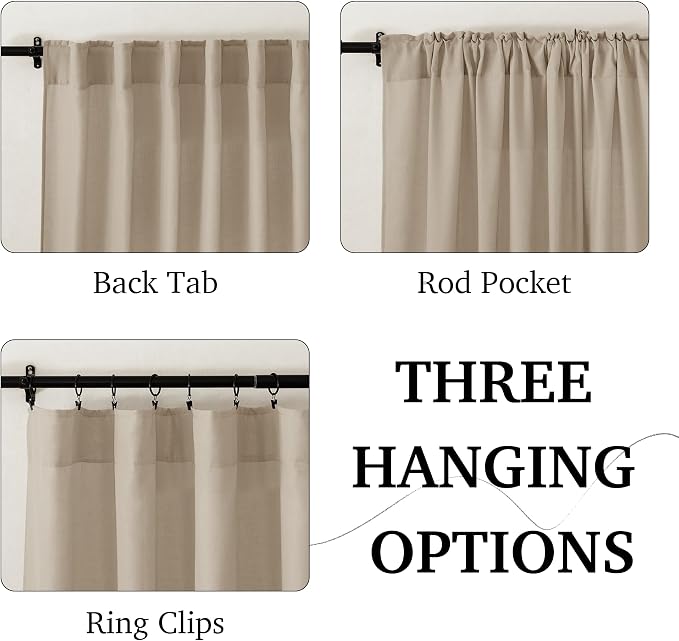 RYB HOME Linen Semi Sheer Curtains - Image 2