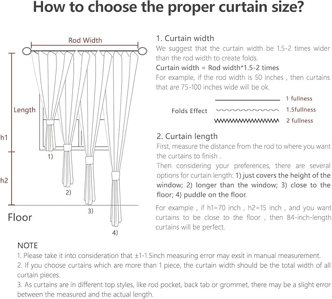 Joydeco Light Filtering Curtains 108 Inch Length - Image 7