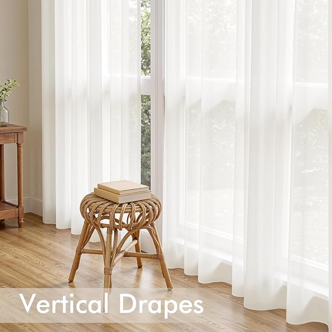 MIULEE Ivory Sheer Curtains 102 Inches Long 4 Panels 42 x 102 Inches | Light - Image 5