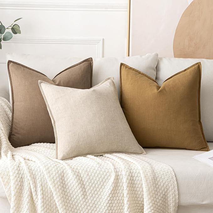 MIULEE Decorative Linen Lumbar Pillow Covers 12x24 Inch Natural Beige | Boho - Image 4