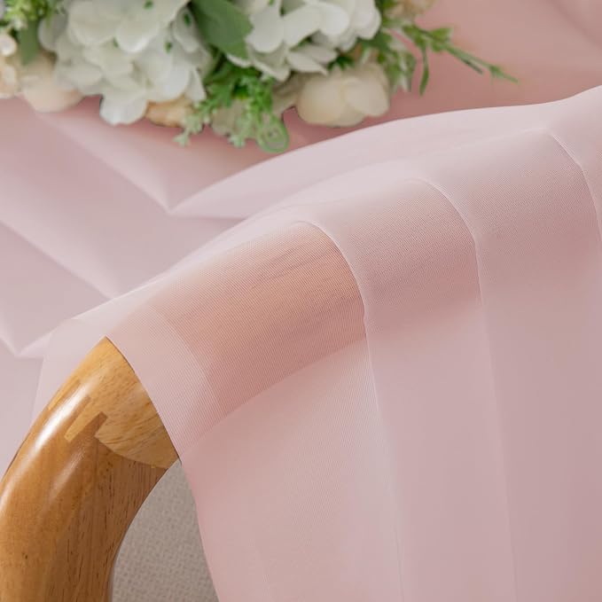 Sheer Curtains 54 Inch Length 2 Panels Set, Blush Sheer Curtain - Image 5